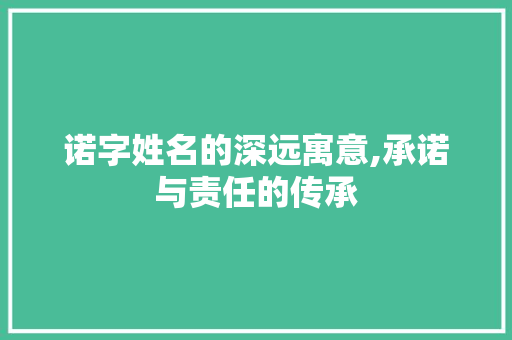 诺字姓名的深远寓意,承诺与责任的传承