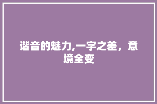 谐音的魅力,一字之差，意境全变
