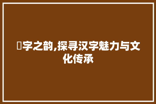 賱字之韵,探寻汉字魅力与文化传承 报告写作