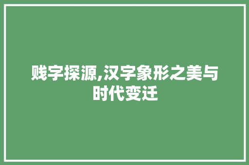 贱字探源,汉字象形之美与时代变迁 写作技巧