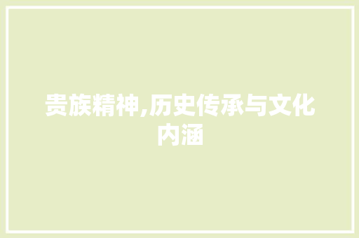 贵族精神,历史传承与文化内涵 报告写作