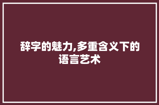 辞字的魅力,多重含义下的语言艺术 词汇积累