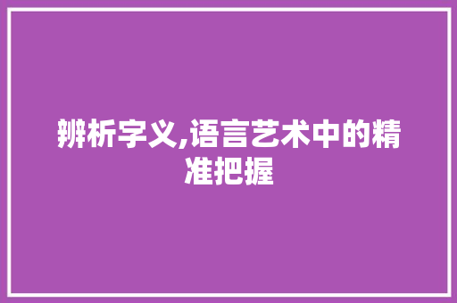 辨析字义,语言艺术中的精准把握
