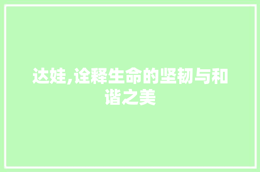 达娃,诠释生命的坚韧与和谐之美 词汇积累
