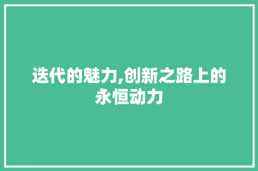 迭代的魅力,创新之路上的永恒动力 范文赏析