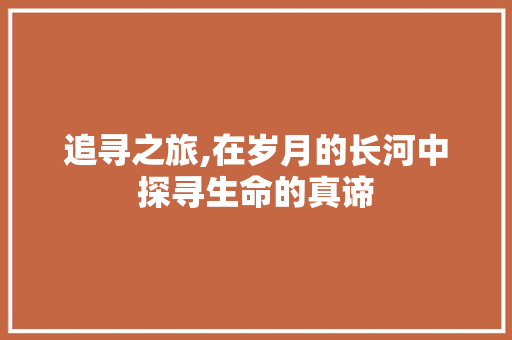 追寻之旅,在岁月的长河中探寻生命的真谛