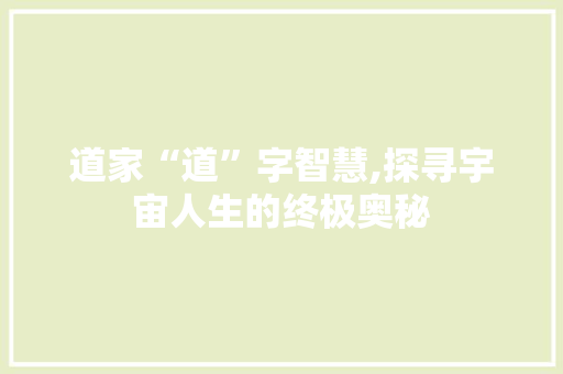 道家“道”字智慧,探寻宇宙人生的终极奥秘 写作素材