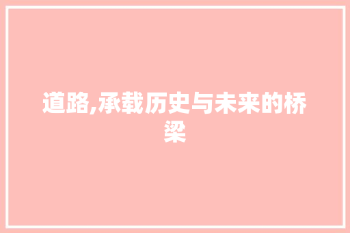 道路,承载历史与未来的桥梁