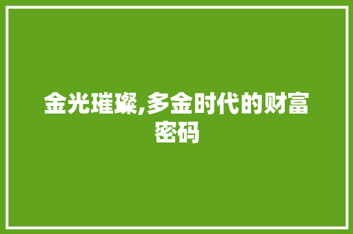 金光璀璨,多金时代的财富密码 范文赏析