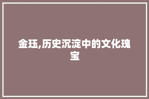 金珏,历史沉淀中的文化瑰宝