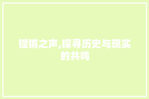 铿锵之声,探寻历史与现实的共鸣 诗歌创作