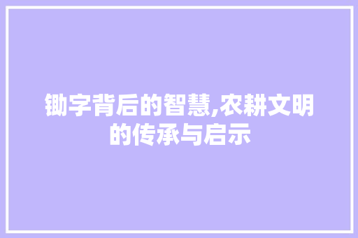锄字背后的智慧,农耕文明的传承与启示 范文赏析