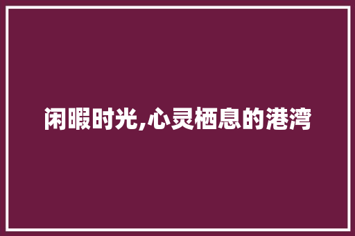 闲暇时光,心灵栖息的港湾 范文赏析