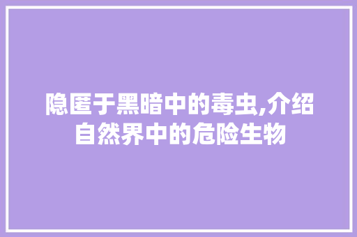 隐匿于黑暗中的毒虫,介绍自然界中的危险生物 报告写作