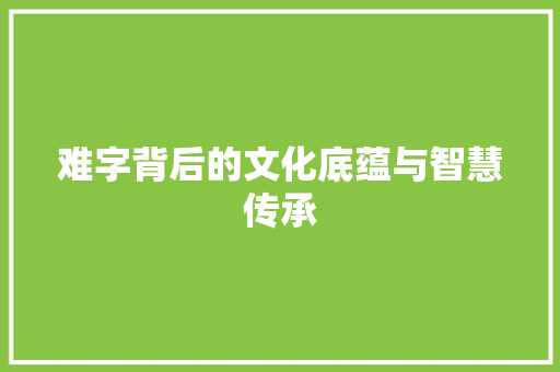 难字背后的文化底蕴与智慧传承 写作素材