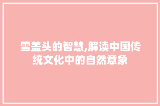 雪盖头的智慧,解读中国传统文化中的自然意象