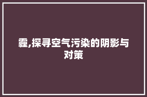 霾,探寻空气污染的阴影与对策