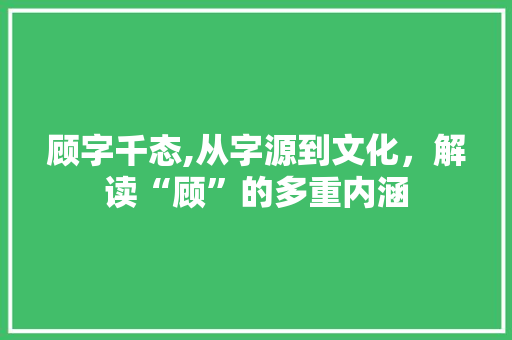 顾字千态,从字源到文化，解读“顾”的多重内涵 词汇积累