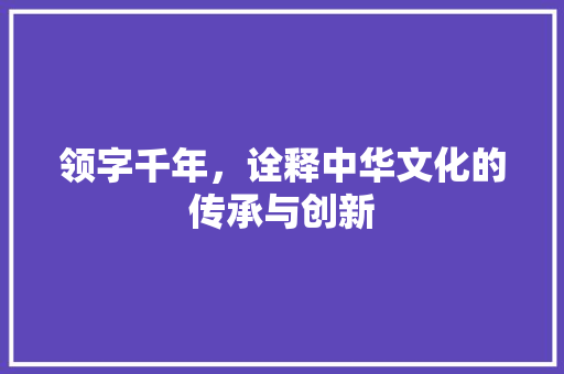 领字千年，诠释中华文化的传承与创新 范文赏析