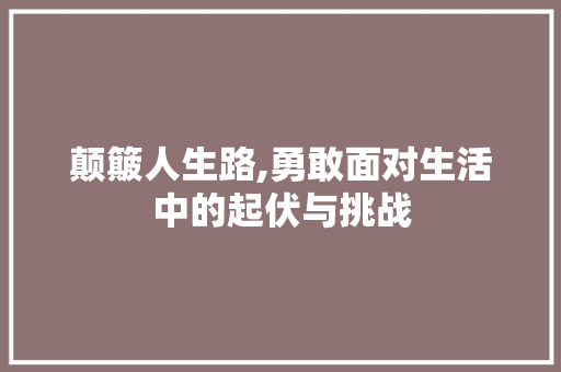 颠簸人生路,勇敢面对生活中的起伏与挑战