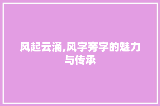 风起云涌,风字旁字的魅力与传承