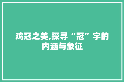 鸡冠之美,探寻“冠”字的内涵与象征