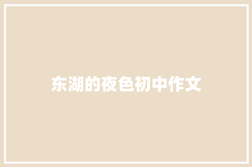 东湖的夜色初中作文
