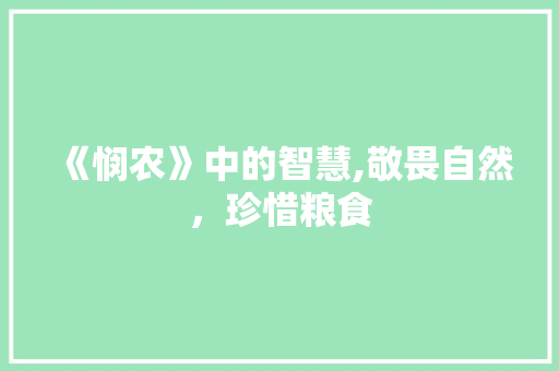 《悯农》中的智慧,敬畏自然，珍惜粮食 报告写作