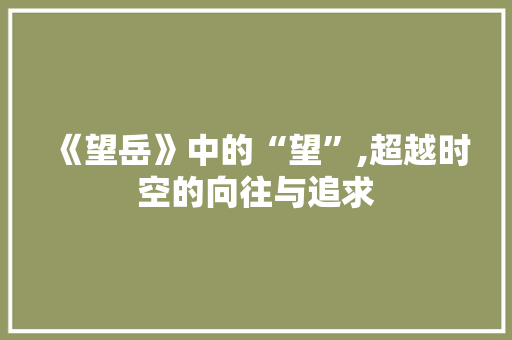 《望岳》中的“望”,超越时空的向往与追求