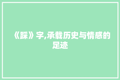 《踩》字,承载历史与情感的足迹