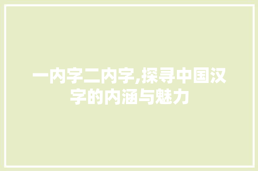 一内字二内字,探寻中国汉字的内涵与魅力