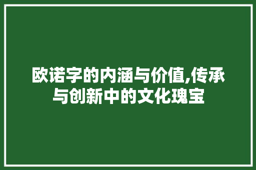 欧诺字的内涵与价值,传承与创新中的文化瑰宝