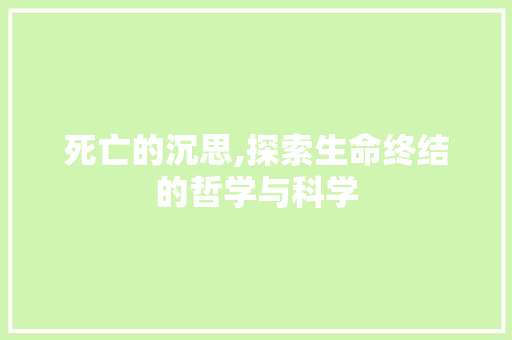 死亡的沉思,探索生命终结的哲学与科学 写作素材