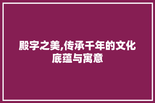 殿字之美,传承千年的文化底蕴与寓意