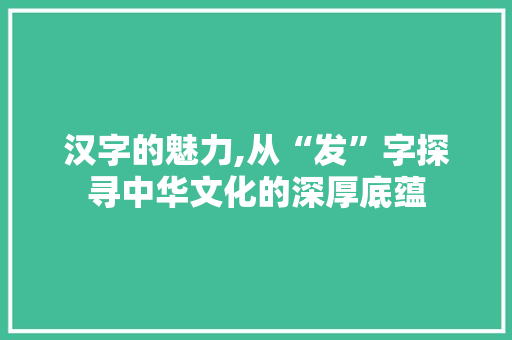 汉字的魅力,从“发”字探寻中华文化的深厚底蕴