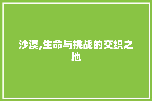 沙漠,生命与挑战的交织之地