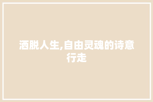 洒脱人生,自由灵魂的诗意行走