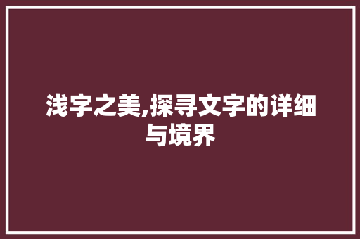 浅字之美,探寻文字的详细与境界
