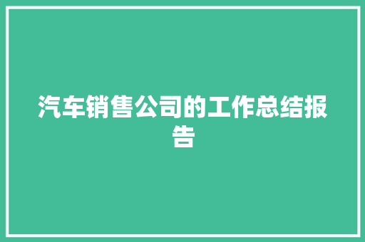 汽车销售公司的工作总结报告 词汇积累