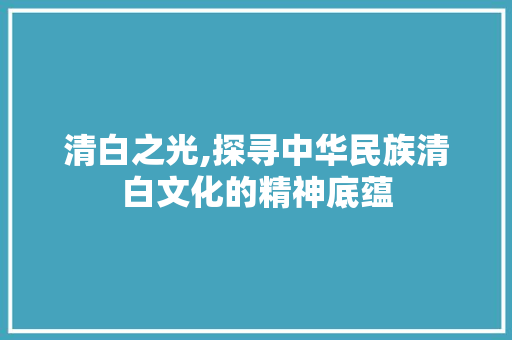 清白之光,探寻中华民族清白文化的精神底蕴 报告写作