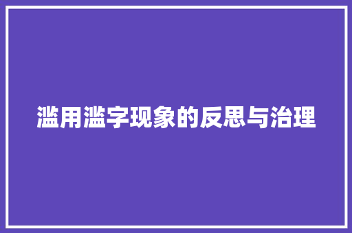 滥用滥字现象的反思与治理