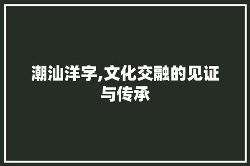 潮汕洋字,文化交融的见证与传承