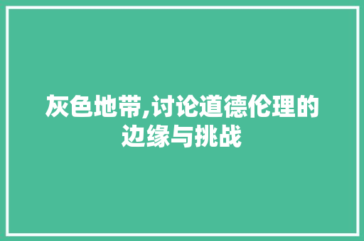 灰色地带,讨论道德伦理的边缘与挑战