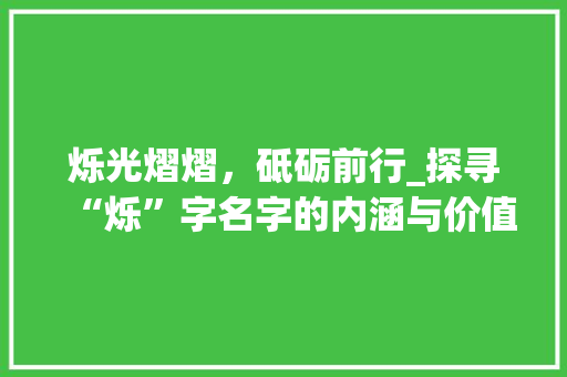 烁光熠熠，砥砺前行_探寻“烁”字名字的内涵与价值
