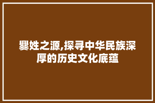 爨姓之源,探寻中华民族深厚的历史文化底蕴 范文赏析