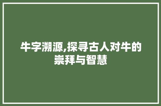 牛字溯源,探寻古人对牛的崇拜与智慧