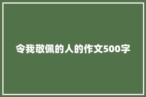 令我敬佩的人的作文500字