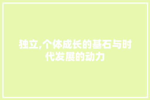 独立,个体成长的基石与时代发展的动力 商业文案