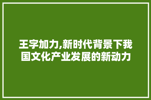 王字加力,新时代背景下我国文化产业发展的新动力 范文赏析