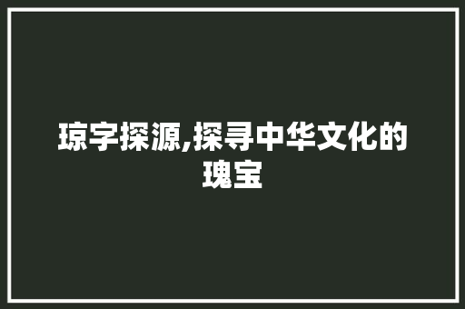 琼字探源,探寻中华文化的瑰宝